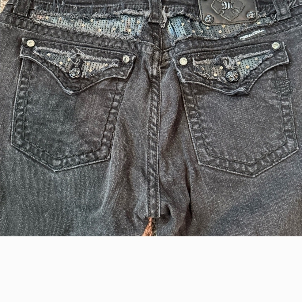 Miss Me Black Boot Cut Jeans with Sequin Accents